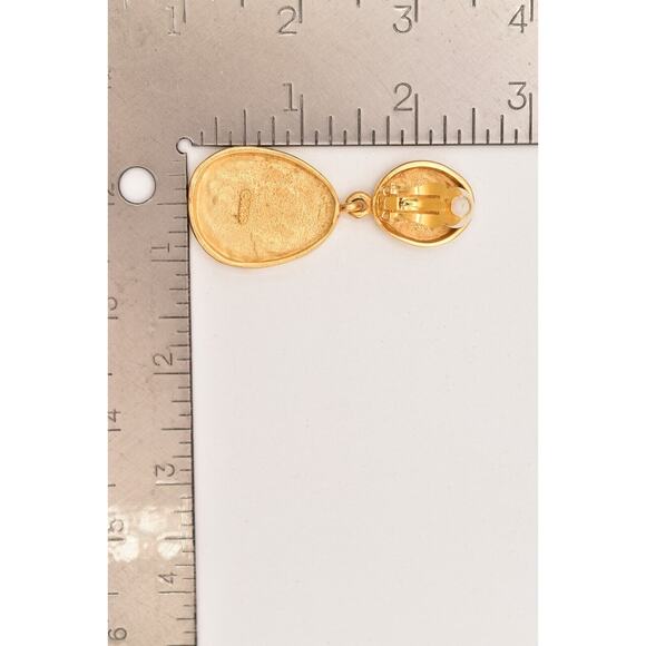 Fernando Originals Vintage Clip Earrings Dangle Brushed Gold Chunky NOS BinA18 - Picture 12 of 12